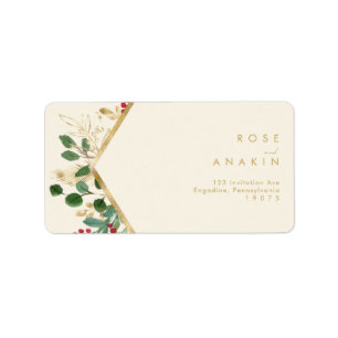 Modern Christmas Greenery   Cream RSVP Address Label