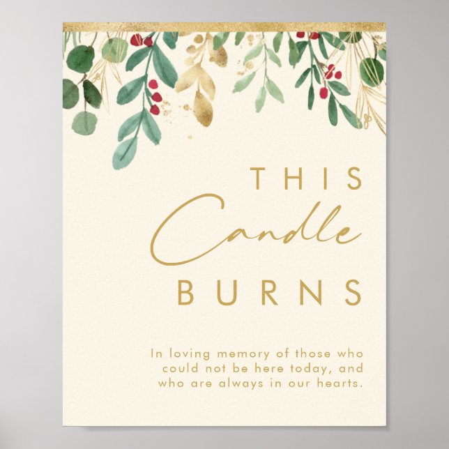 Modern Christmas Greenery Cream This Candle Burns Poster (Front)