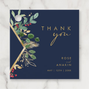 Modern Christmas Greenery   Navy Thank You Favour  Tags
