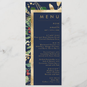 Modern Christmas Greenery   Navy Wedding Dinner Menu