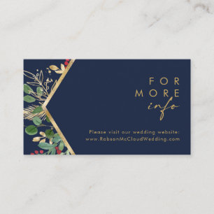 Modern Christmas Greenery   Navy Wedding Website Enclosure Card
