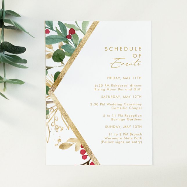 Modern Christmas Greenery | Schedule of Events Enclosure Card (Creator Uploaded)
