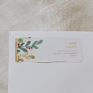 Modern Christmas Greenery   White Return Address