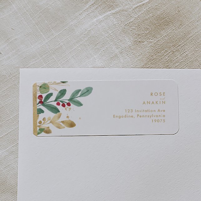 Modern Christmas Greenery | White Return Address (Creator Uploaded)