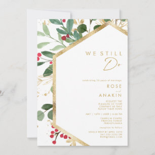 Modern Christmas Greenery   White We Still Do Invitation