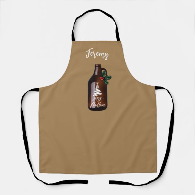 Modern Christmas Growler Beer Jug  Apron (Front)