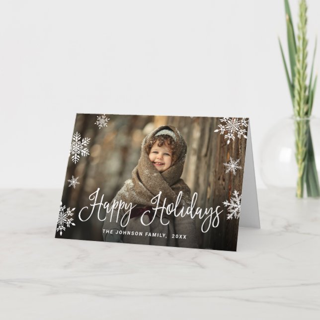 Modern Christmas Happy Holidays 3 PHOTO Card (Front)