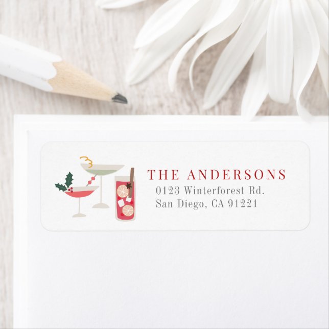 Modern Christmas Holiday Cocktails Return Address (Insitu)