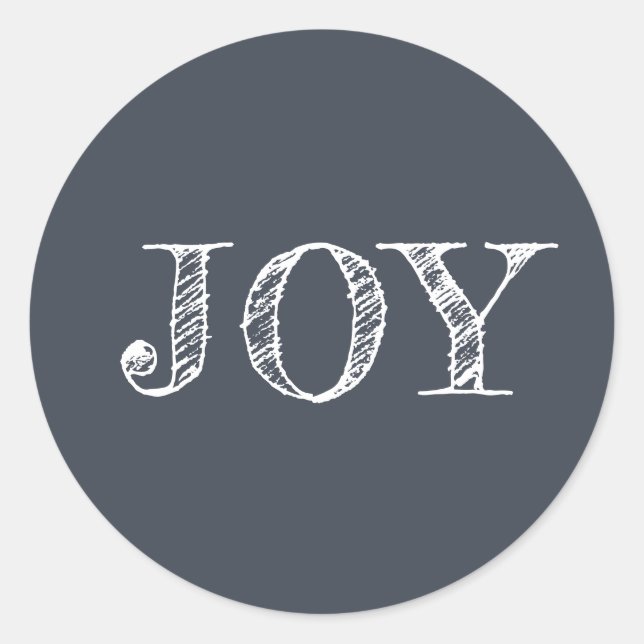 Modern Christmas Holiday Joy  Dark blue Classic Round Sticker (Front)
