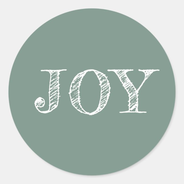 Modern Christmas Holiday Joy Dusty Green Classic Round Sticker (Front)