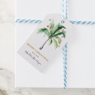 Modern Christmas Holiday Palm Tree Coastal Gift Tags