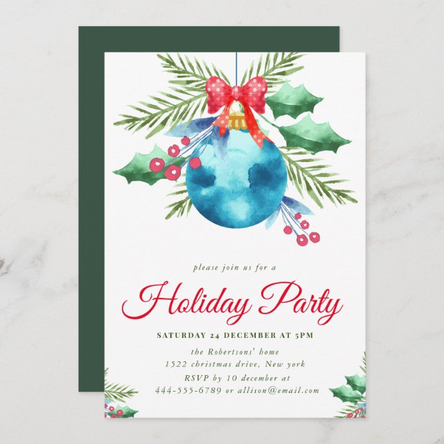 Modern christmas holiday party invitation (Front/Back)