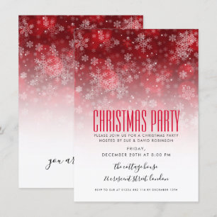 Modern Christmas Holiday Party Red & White Invitation