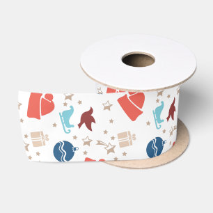 Modern Christmas Holiday Pattern Satin Ribbon