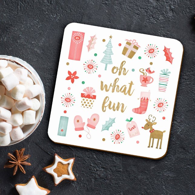 Modern Christmas Holiday Square Paper Coaster (Creator Uploaded)
