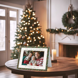 Modern Christmas Holly Leaf Folded Holiday Card