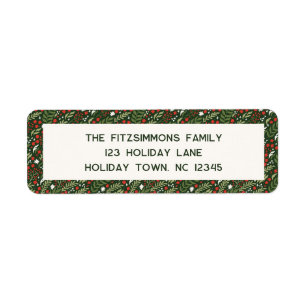 Modern Christmas Holly Leaf Return Address Labels