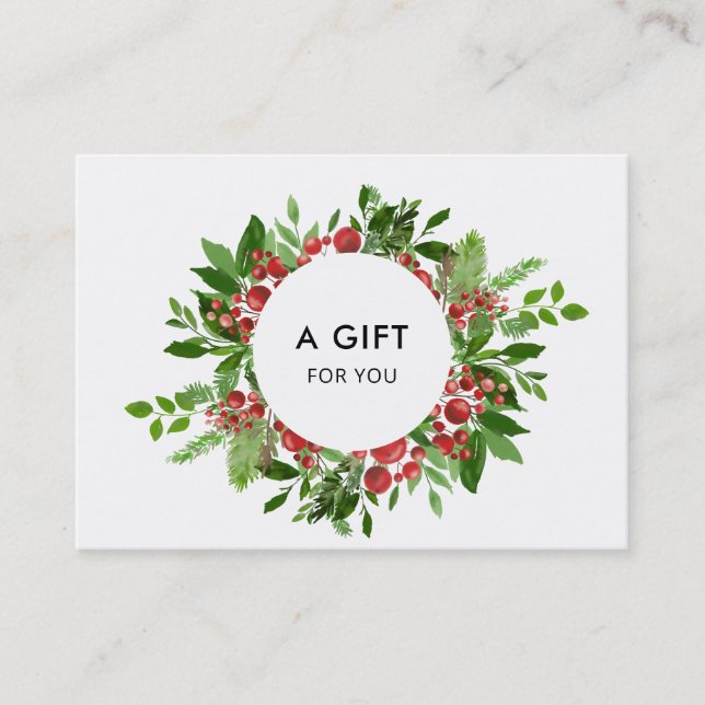 Modern Christmas Holly Red Berry Gift Certificate (Front)