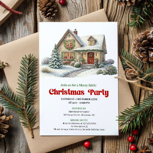 Modern christmas house invite red green minimal