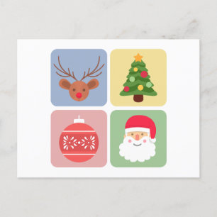 Modern Christmas icon holiday greeting postcard