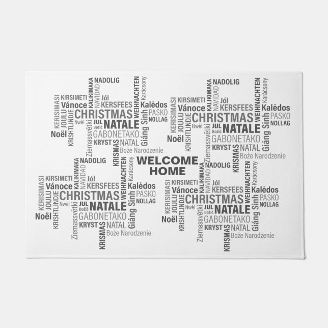 MODERN CHRISTMAS IN DIFFERENT LANGUAGES  WHITE DOORMAT (Front)