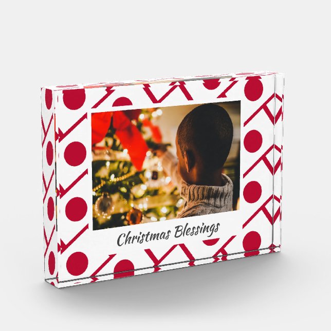 Modern Christmas JAPAN Any Message Keepsake Photo Block (Left)