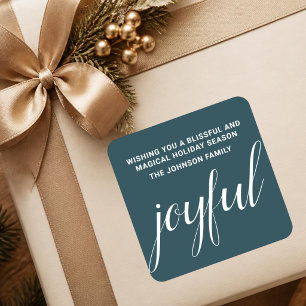 Modern Christmas joyful green Square Sticker