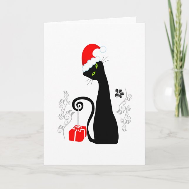 Modern Christmas Kitty Holiday Card (Front)
