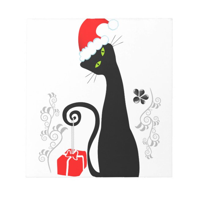 Modern Christmas Kitty Notepad (Front)