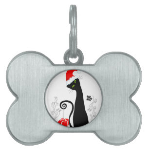 Modern Christmas Kitty Pet ID Tag