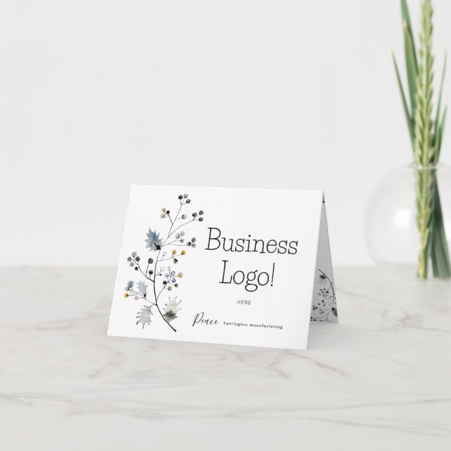 Modern Christmas LOGO Business Folded Holiday Card (Front)