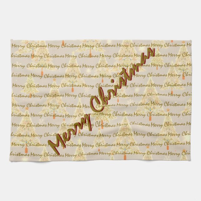 Modern Christmas Luxury Christmas Trees Kitchen Towel (Horizontal)