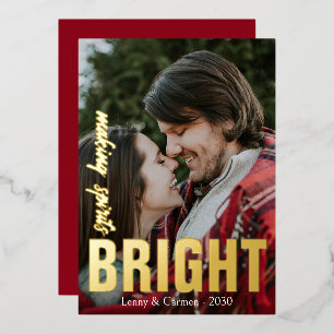 Modern Christmas Making Sprits Bright  Foil Holiday Card