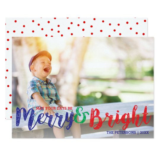 Modern Christmas Merry and Bright Holiday Photo Card