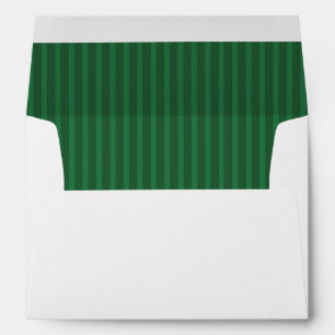 Modern Christmas Minimal Green Stripes Envelope