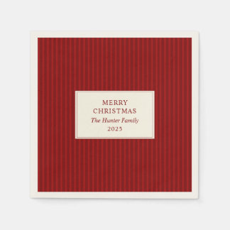Modern Christmas Minimal Holiday Red Stripes Napkin