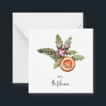 Modern Christmas Mistletoe Note Card<br><div class="desc">Rustic and modern note card featuring watercolor illustration of mistletoe with pine tree leaves and orange. You can attach this note card to gifts.</div>