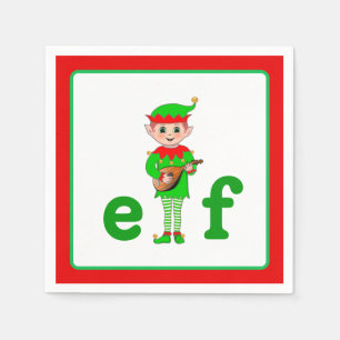 Modern Christmas Musical Elf  Napkin