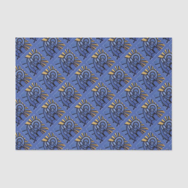 Modern Christmas Nativity Jesus Mary Joseph Blue Tissue Paper (Front)