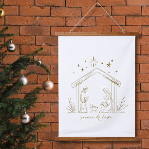 Modern Christmas Nativity peace love religious Hanging Tapestry