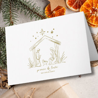 Modern Christmas Nativity peace love religious Holiday Card