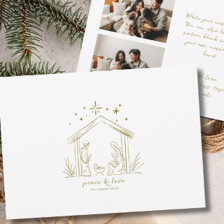 Modern Christmas Nativity peace religious Photo Holiday Card
