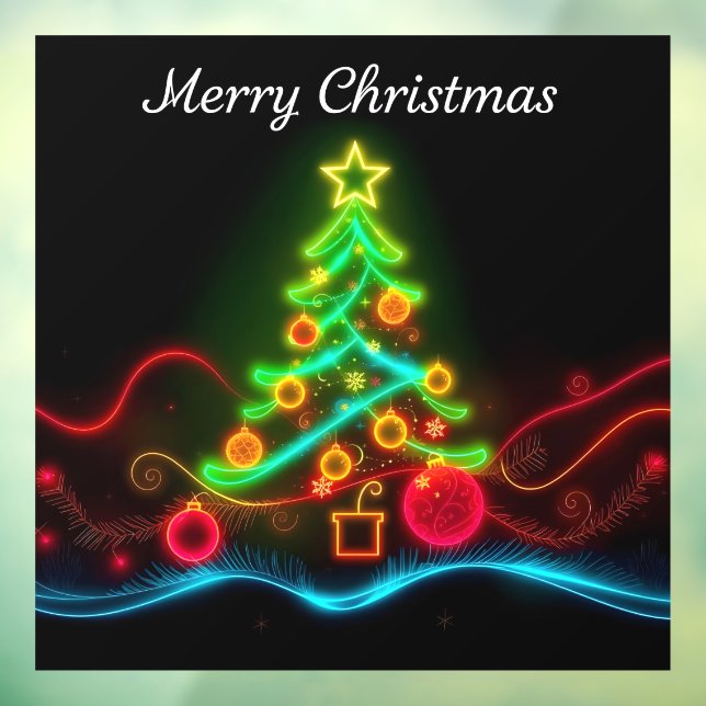 Modern Christmas Neon Holiday Collection Window Cling (Sheet 3)