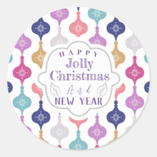 Modern Christmas Ornament Classic Round Sticker