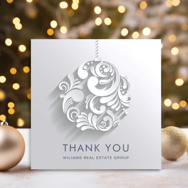 Modern Christmas Ornament Corporate Holiday Thank You Card (Creator Uploaded)