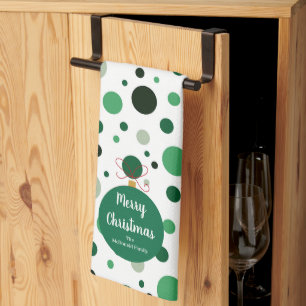 Modern Christmas ornament family name Kitchen Towel