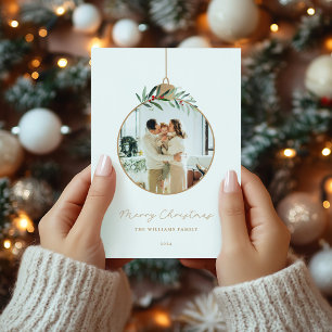 Modern Christmas Ornament Merry Christmas Photo Holiday Card