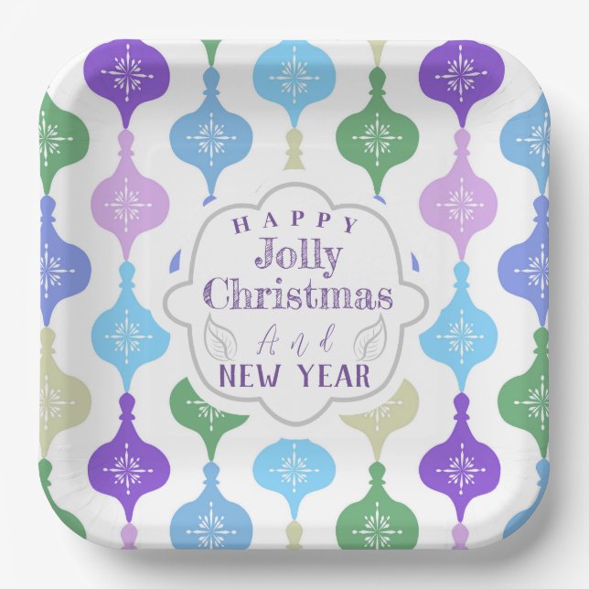 Modern Christmas Ornament  Paper Plate (Front)