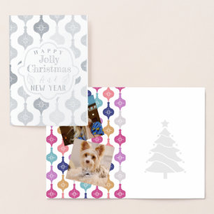 Modern Christmas Ornament Photo Foil Card