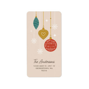 Modern Christmas Ornaments Custom Vertical Label